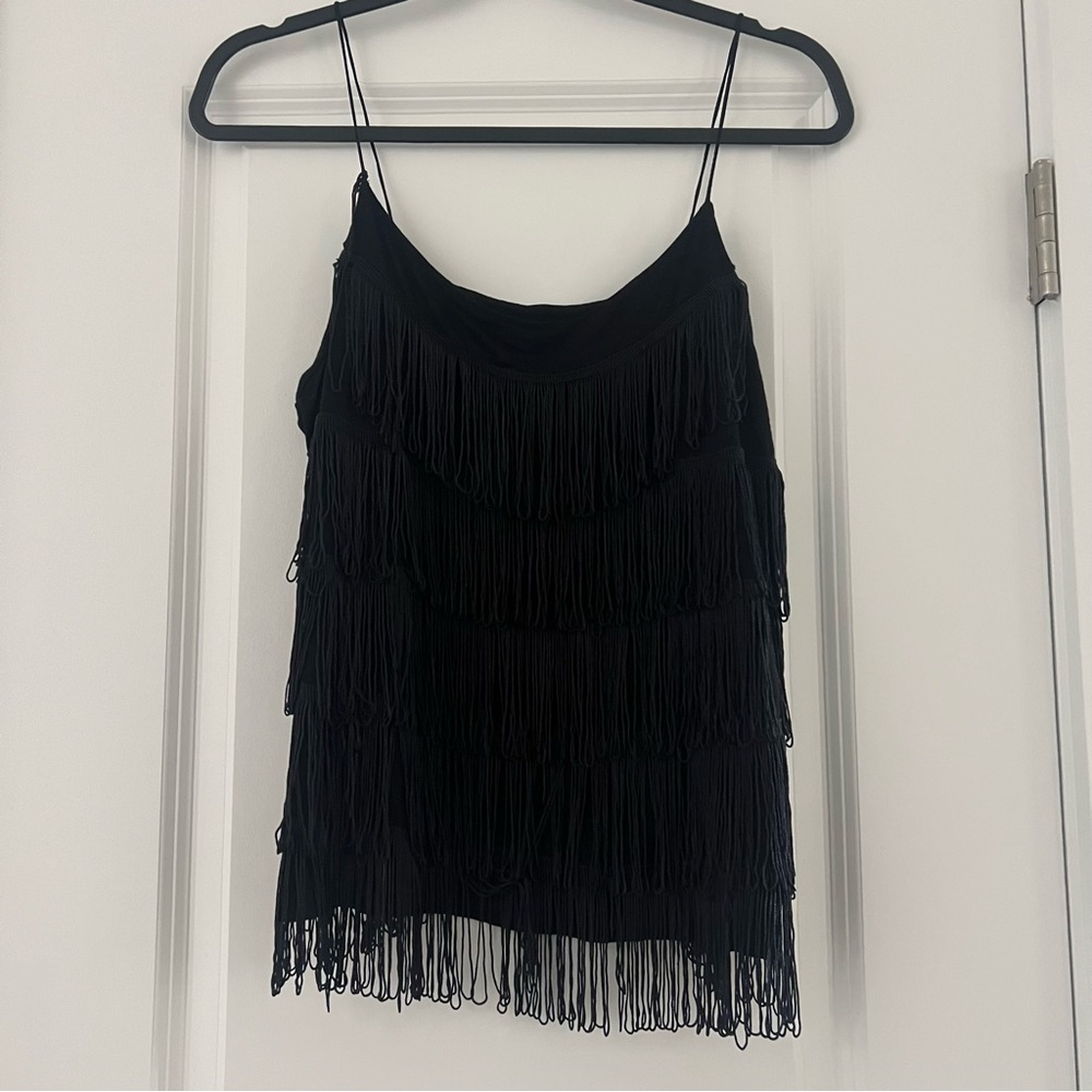 Black Fringe Women's Top
